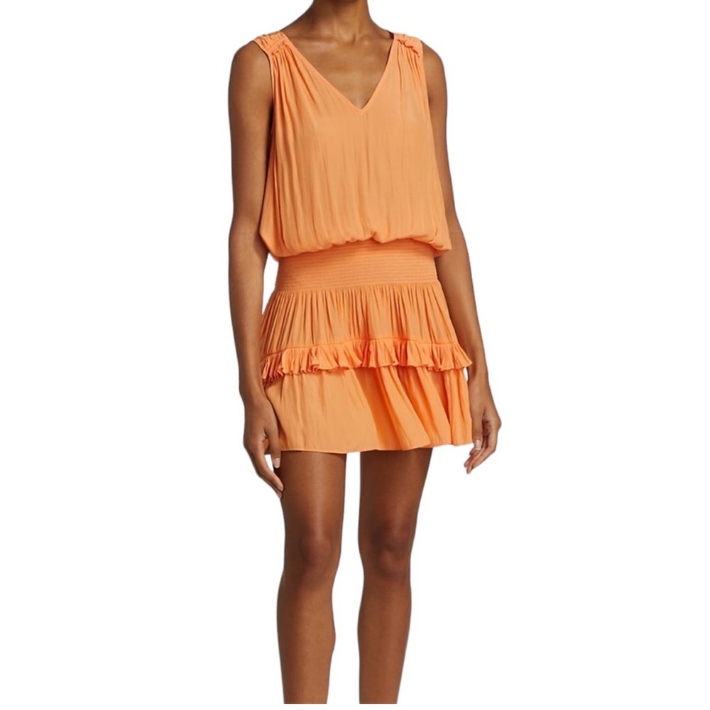 Ramy Brook White and Orange Textured Fabric